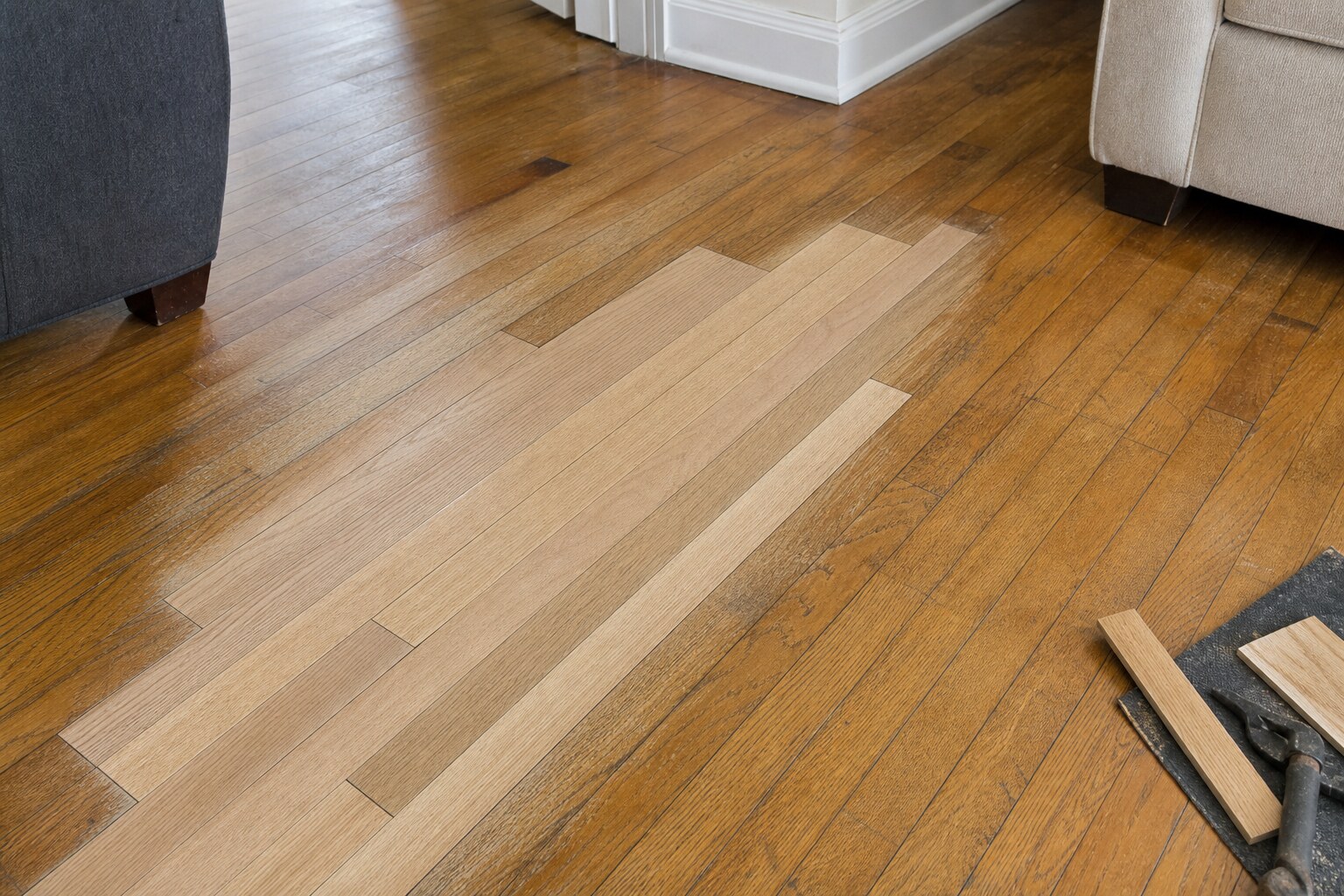 Hardwood board replacement repair, Ottawa