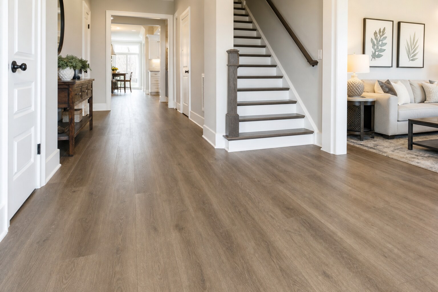 Luxury vinyl main floor installation, Gloucester